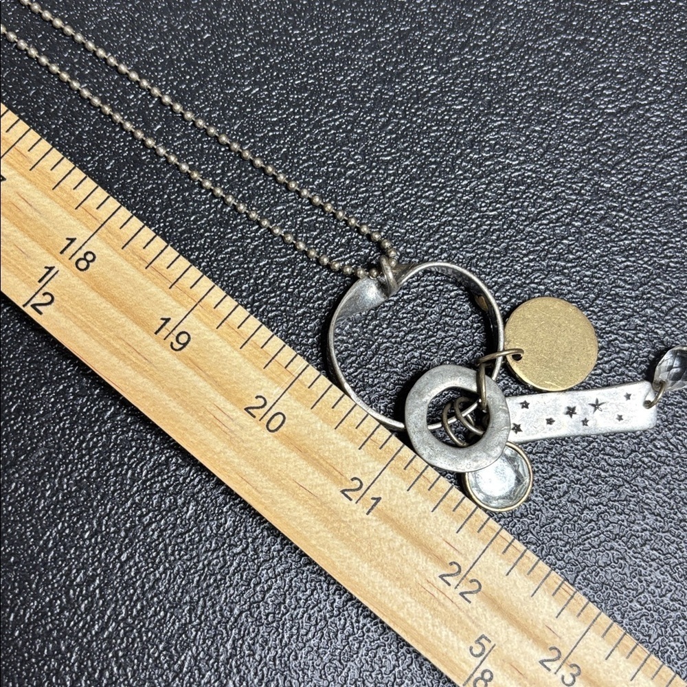 Chico’s Silver & Rustic Gold Long Bead Charm Celebrate Necklace Sparkle Glitz - Picture 7 of 8